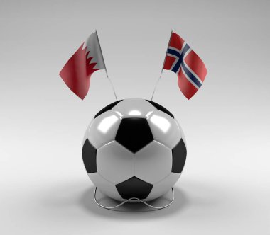 Bahreyn - Norveç Futbol Bayrakları, Beyaz Arkaplan - 3D Render