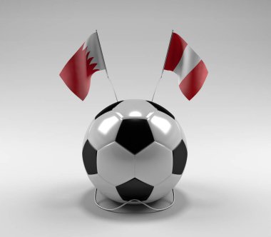 Bahreyn - Peru Futbol Bayrakları, Beyaz Arkaplan - 3D Render