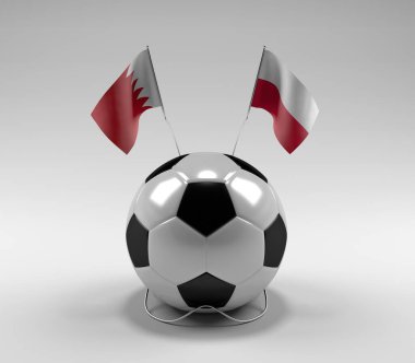 Bahreyn - Polonya Futbol Bayrakları, Beyaz Arkaplan - 3D Render