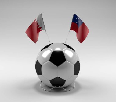 Bahreyn - Samoa Futbol Bayrakları, Beyaz Arkaplan - 3D Render