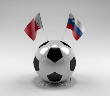 Bahreyn - Slovenya Futbol Bayrakları, Beyaz Arkaplan - 3D Render