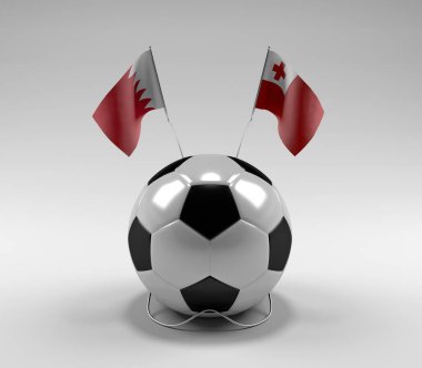 Bahreyn - Tonga Futbol Bayrakları, Beyaz Arkaplan - 3D Render