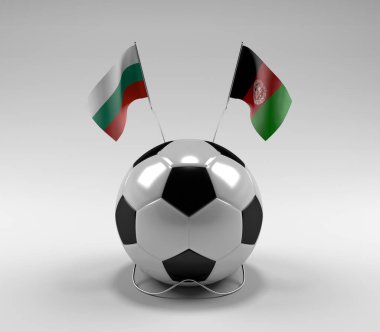 Bulgaristan - Afganistan Futbol Bayrakları, Beyaz Arkaplan - 3D Hazırlama