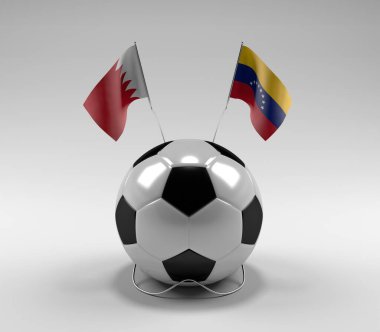 Bahreyn - Venezuela Futbol Bayrakları, Beyaz Arkaplan - 3D Render