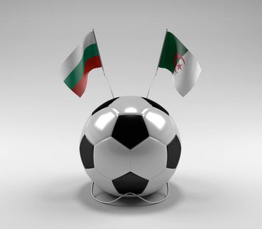 Bulgaristan - Cezayir Futbol Bayrakları, Beyaz Arkaplan - 3D Render