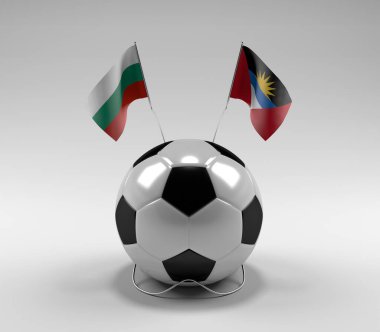Bulgaristan - Antigua ve Barbuda Futbol Bayrakları, Beyaz Arkaplan - 3D Render