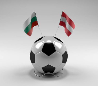 Bulgaristan - Avusturya Futbol Bayrakları, Beyaz Arkaplan - 3D Hazırlama