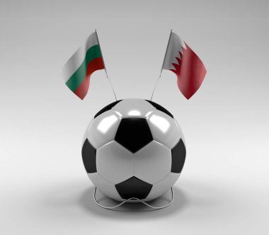 Bulgaristan - Bahreyn Futbol Bayrakları, Beyaz Arkaplan - 3D Hazırlama