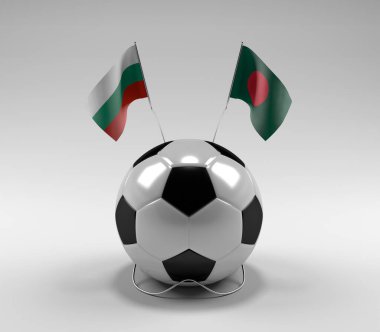 Bulgaristan - Bangladeş Futbol Bayrakları, Beyaz Arkaplan - 3D Render
