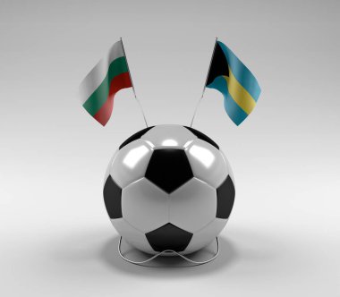 Bulgaristan - Bahamalar Futbol Bayrakları, Beyaz Arkaplan - 3D Hazırlama