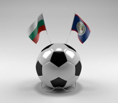 Bulgaristan - Belize Futbol Bayrakları, Beyaz Arkaplan - 3B Hazırlama