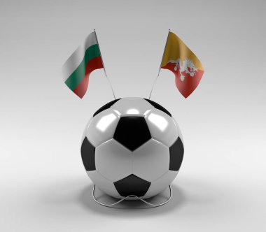 Bulgaristan - Bhutan Bayrakları, Beyaz Arkaplan - 3D Render