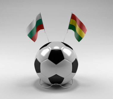 Bulgaristan - Bolivya Futbol Bayrakları, Beyaz Arkaplan - 3D Render