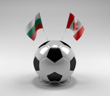 Bulgaristan - Kanada Futbol Bayrakları, Beyaz Arkaplan - 3D Hazırlama