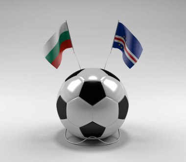 Bulgaristan - Cape-Verde Futbol Bayrakları, Beyaz Arkaplan - 3D Render