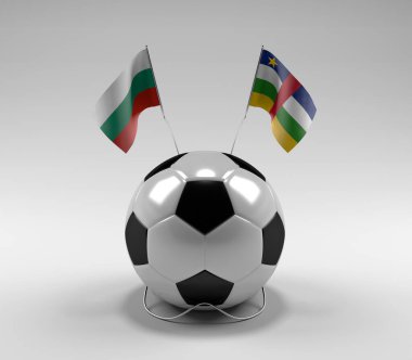 Bulgaristan - Orta Afrika Cumhuriyeti Futbol Bayrakları, Beyaz Arkaplan - 3D Render