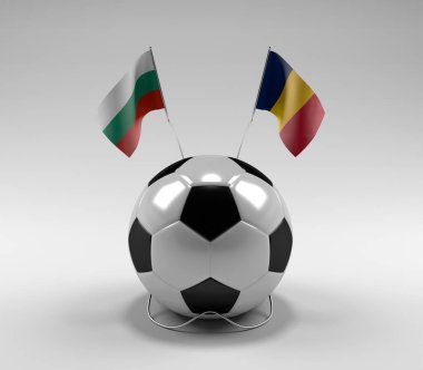 Bulgaristan - Çad Futbol Bayrakları, Beyaz Arkaplan - 3D Hazırlama