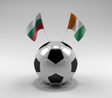 Bulgaristan - Cote-D-Fildişi Futbol Bayrakları, Beyaz Arkaplan - 3D Render