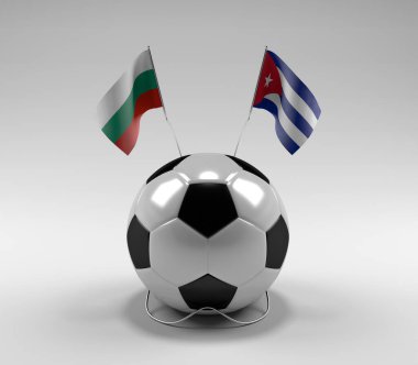 Bulgaristan - Küba Futbol Bayrakları, Beyaz Arkaplan - 3D Hazırlama
