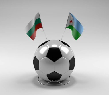 Bulgaristan - Cibuti Futbol Bayrakları, Beyaz Arkaplan - 3D Render