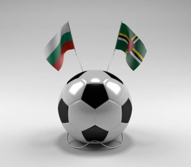 Bulgaristan - Dominica Futbol Bayrakları, Beyaz Arkaplan - 3D Hazırlama