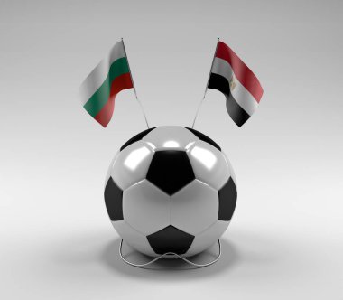 Bulgaristan - Mısır Futbol Bayrakları, Beyaz Arkaplan - 3D Hazırlama