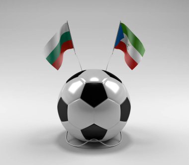 Bulgaristan - Ekvator-Gine Futbol Bayrakları, Beyaz Arkaplan - 3D Render