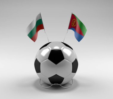 Bulgaristan - Eritre Futbol Bayrakları, Beyaz Arkaplan - 3D Render