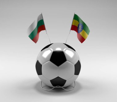 Bulgaristan - Etiyopya Futbol Bayrakları, Beyaz Arkaplan - 3D Render