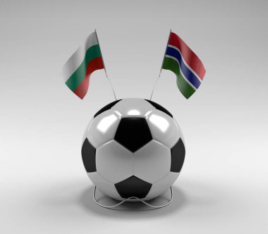 Bulgaristan - Gambiya Futbol Bayrakları, Beyaz Arkaplan - 3B Hazırlama