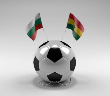 Bulgaristan - Gana Futbol Bayrakları, Beyaz Arkaplan - 3D Render