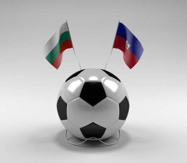 Bulgaristan - Haiti Futbol Bayrakları, Beyaz Arkaplan - 3D Hazırlama