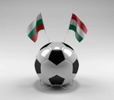 Bulgaristan - Macaristan Futbol Bayrakları, Beyaz Arkaplan - 3D Hazırlama