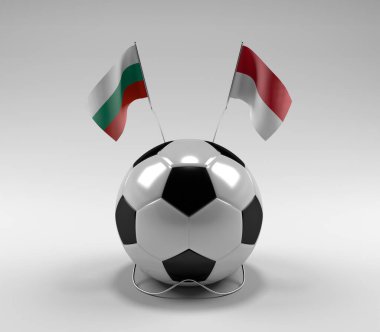 Bulgaristan - Endonezya Futbol Bayrakları, Beyaz Arkaplan - 3D Render