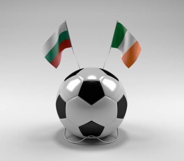 Bulgaristan - İrlanda Futbol Bayrakları, Beyaz Arkaplan - 3D Hazırlama