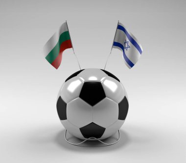 Bulgaristan - İsrail Futbol Bayrakları, Beyaz Arkaplan - 3D Hazırlama