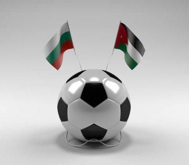 Bulgaristan - Ürdün Futbol Bayrakları, Beyaz Arkaplan - 3D Hazırlama
