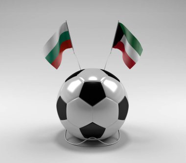 Bulgaristan - Kuveyt Futbol Bayrakları, Beyaz Arkaplan - 3D Hazırlama
