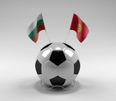 Bulgaristan - Kırgızistan Futbol Bayrakları, Beyaz Arkaplan - 3D Render