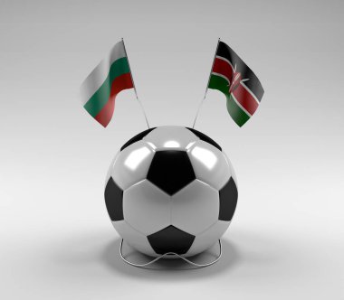 Bulgaristan - Kenya Futbol Bayrakları, Beyaz Arkaplan - 3D Hazırlama