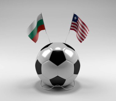 Bulgaristan - Liberya Futbol Bayrakları, Beyaz Arkaplan - 3D Hazırlama