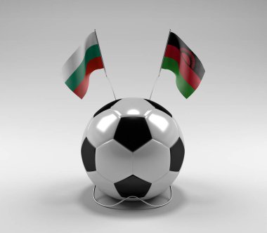 Bulgaristan - Malavi Futbol Bayrakları, Beyaz Arkaplan - 3D Render