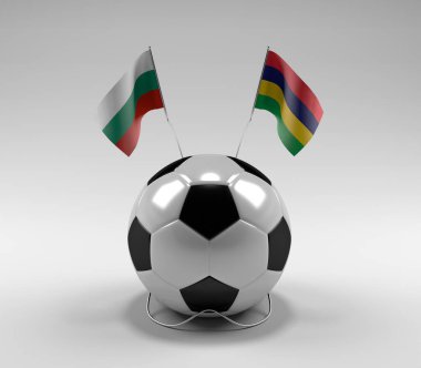 Bulgaristan - Mauritius Futbol Bayrakları, Beyaz Arkaplan - 3D Hazırlama