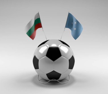 Bulgaristan - Mikronezya Futbol Bayrakları, Beyaz Arkaplan - 3D Render