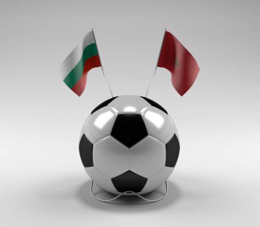 Bulgaristan - Fas Futbol Bayrakları, Beyaz Arkaplan - 3D Render