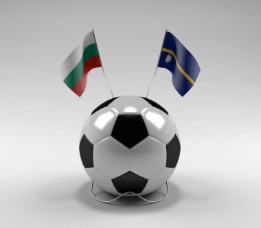 Bulgaristan - Nauru Futbol Bayrakları, Beyaz Arkaplan - 3D Hazırlama