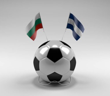 Bulgaristan - Nikaragua Futbol Bayrakları, Beyaz Arkaplan - 3D Render