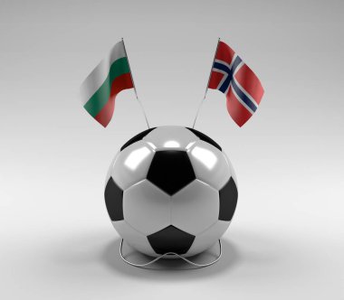 Bulgaristan - Norveç Futbol Bayrakları, Beyaz Arkaplan - 3D Hazırlama