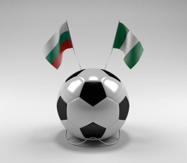 Bulgaristan - Nijerya Futbol Bayrakları, Beyaz Arkaplan - 3D Render