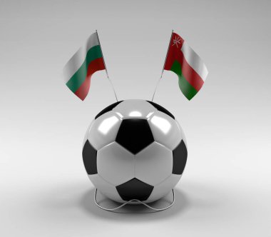 Bulgaristan - Umman Futbol Bayrakları, Beyaz Arkaplan - 3D Hazırlama